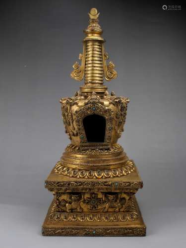Gilt Bronze Stupa