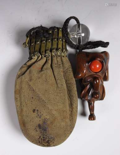 19th C. Japanese Netsuke and Bag