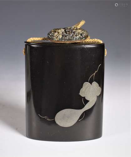 Lacquered Inro With Mixed Metal Dragon Kashira