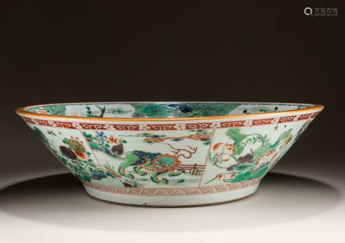 Chinese Antique Large Wucai Porcelain Bowl