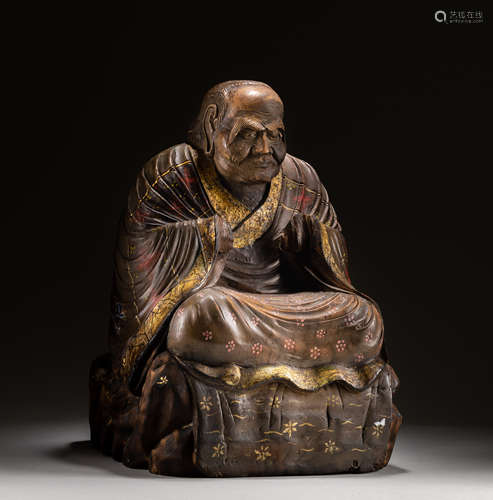 19th Japanese Antique Elmwood Buddha