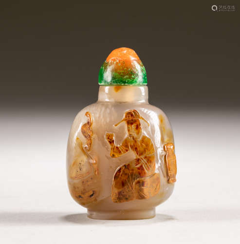 19th Chinese Antique Agate Snuff Bottle
