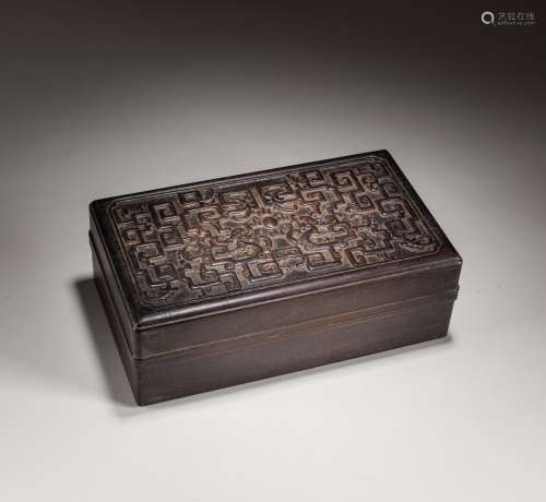 18th Qianlong Style Chinese Antique Zitan Wood Book Box