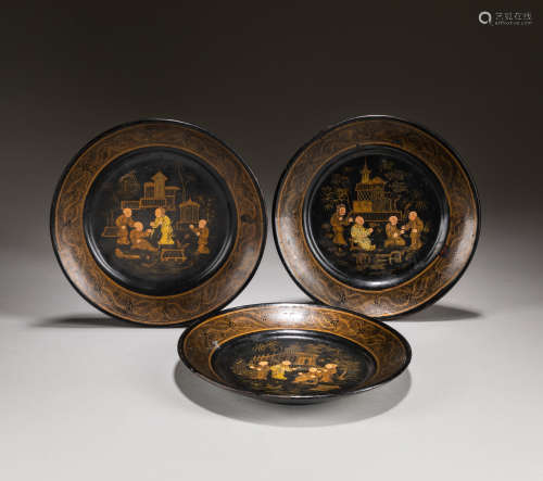 Group 18-19th Chinese Antique Lacquer Export Dishes