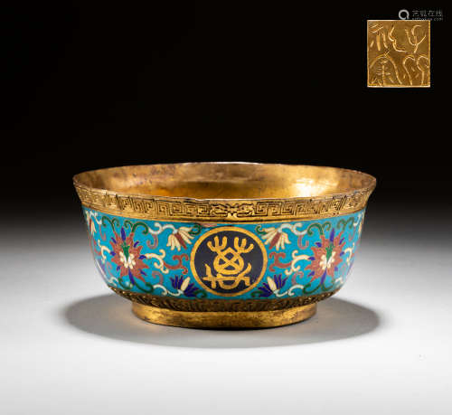 Chinese Antique Cloisonné Enamel Bowl,Qing Dynasty.