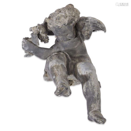 A PAIR OF LEAD PUTTI