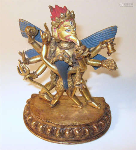 A Sino-Tibetan gilt bronze tantric grouping