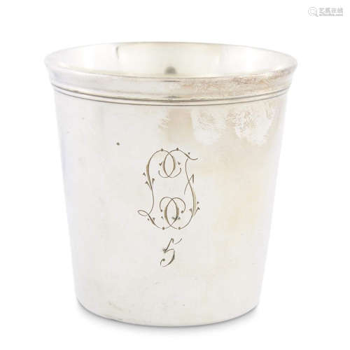 A FRENCH SILVERPLATED TUMBLER