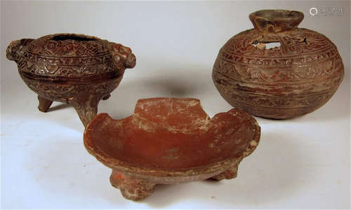 Three Mayan lowland relief vessels