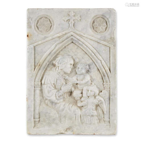 A GOTHIC REVIVAL CARVED MARBLE PANEL