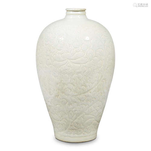 A large Chinese carved qingbai-type vase, meiping