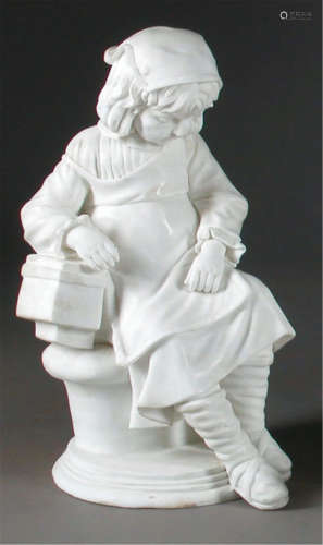 A white Carrara marble figure of a young girl