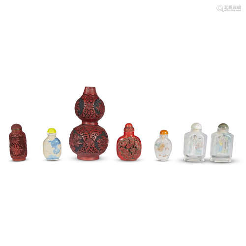 A collection of seven snuff bottles