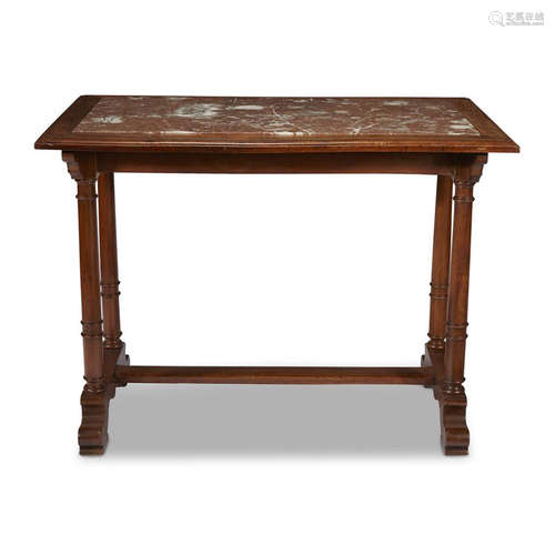 A Victorian oak marble topped side table