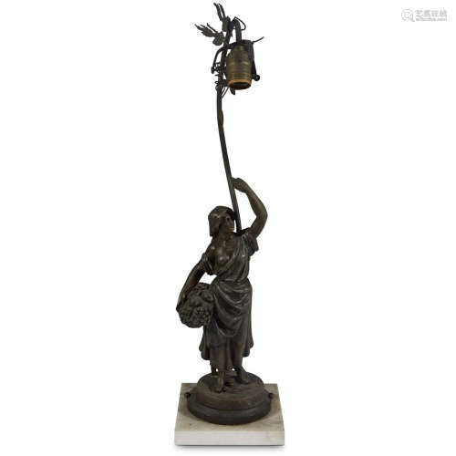 A Continental bronze lamp