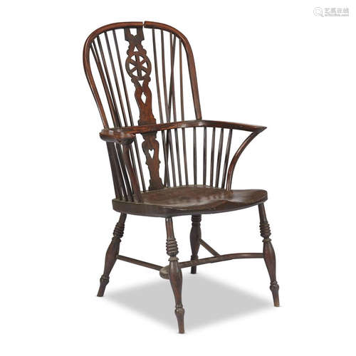 An English walnut Windsor armchair