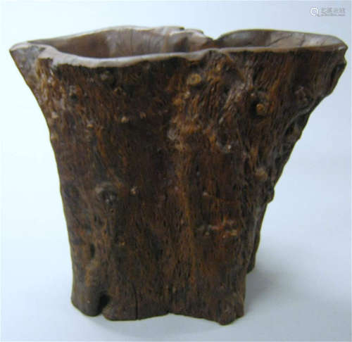 A Chinese rootwood scroll-pot