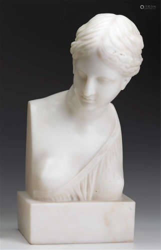 A carved marble bust, after the Antique