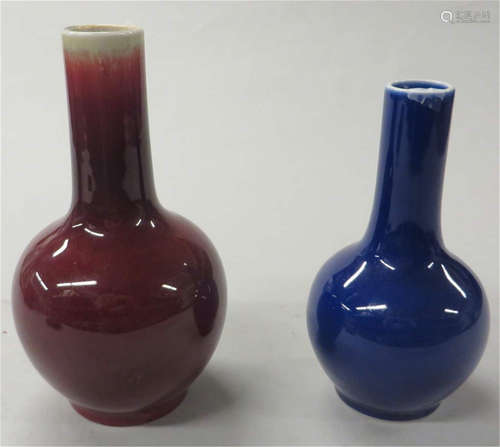 Two Chinese monochrome porcelain vases