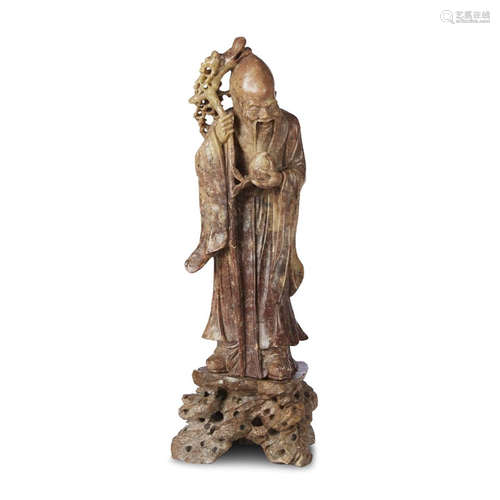 A Chinese soapstone figure of Shoulao