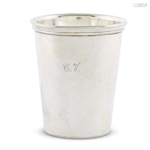 A SILVERPLATED TUMBLER