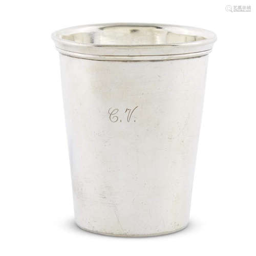 A SILVERPLATED TUMBLER