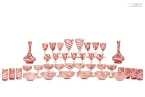 A SUITE OF VENETIAN LATTICINIO SWIRL GLASSWARE