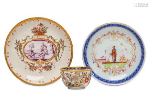A MEISSEN HAUSMALER TEABOWL AND TWO HAUSMALER-DECORATED