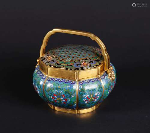 A Chinese Gilt Bronze Cloisonné Warmer