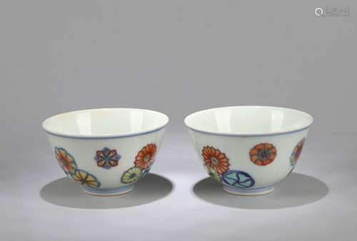 A Pair of Chinese Dou-Cai Porcelain Bowls