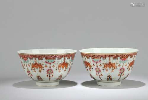 A Pair of Chinese Famille-Rose Porcelain Bowls