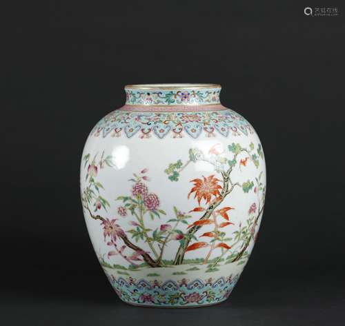 A Chinese Famille-Rose Porcelain Jar