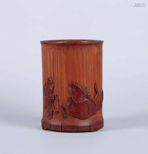 A Chinese Carved Bamboo Brush Pot