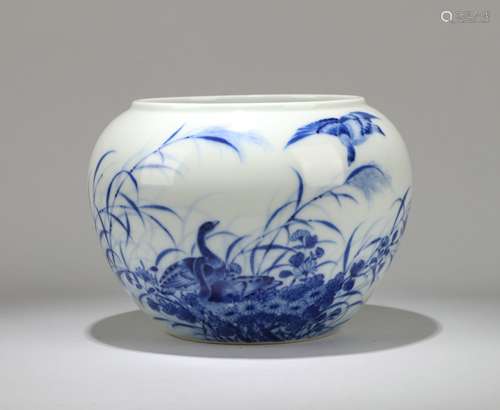 A Chinese Blue and White Porcelain Brush Washer