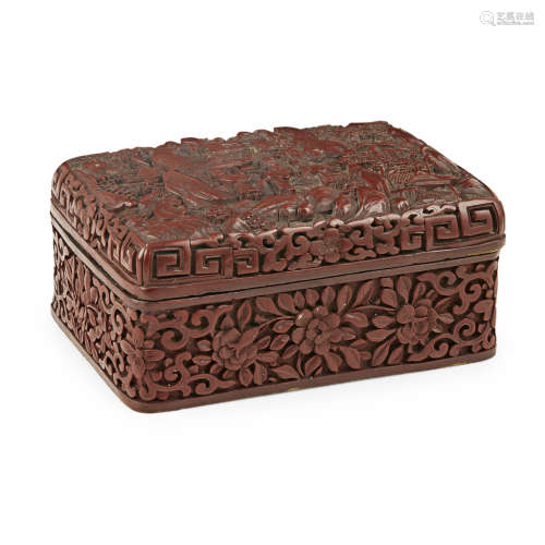 CINNABAR LACQUER RECTANGULAR BOX AND COVER