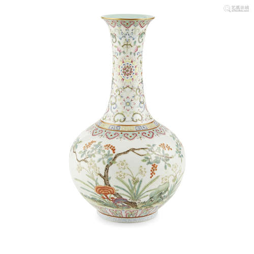 FAMILLE ROSE BOTTLE VASE