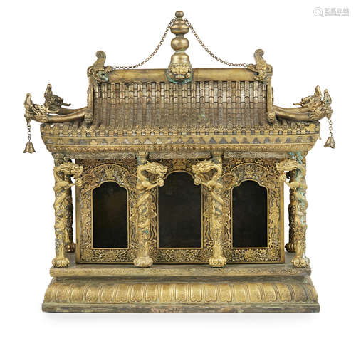 GILT-BRONZE MODEL OF A BUDDHIST SHRINE