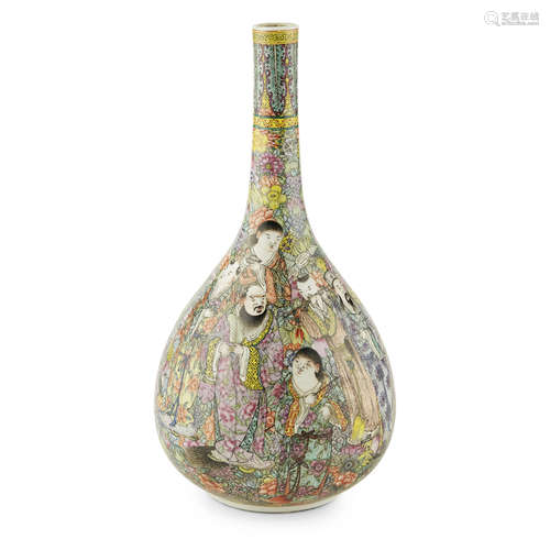 FAMILLE ROSE MILLEFLEUR-GROUND 'EIGHT IMMORTALS' VASE