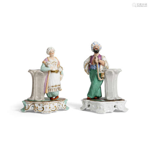 PAIR OF 'PORCELAINE DE PARIS' FIGURES OF TURKS IN OTTOMAN DRESS