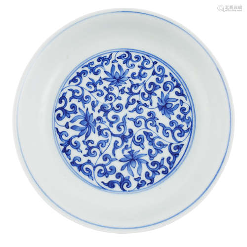 BLUE AND WHITE 'LOTUS' SAUCER