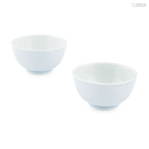 PAIR OF CLAIRE-DE-LUNE GLAZED TEA CUPS