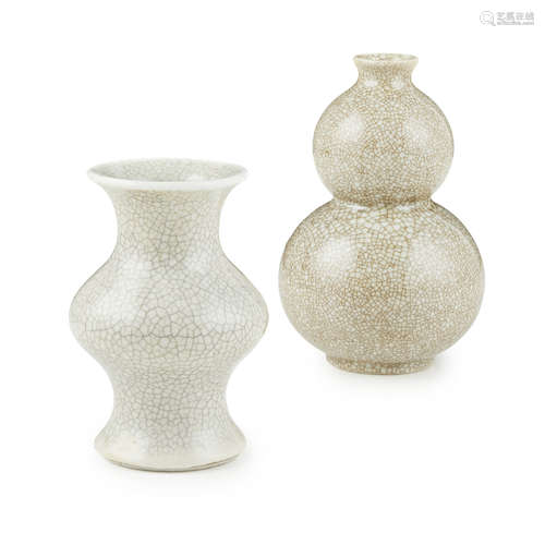 TWO CRACKLE-GLAZED GE-TYPE VASES