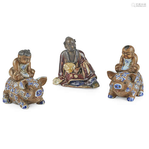 THREE STONEWARE FIGURES