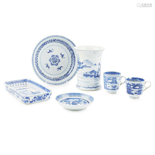 COLLECTION OF BLUE AND WHITE EXPORT PORCELAIN