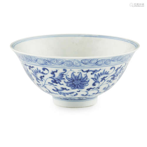 BLUE AND WHITE 'LOTUS' BOWL