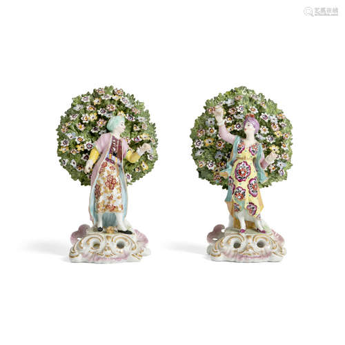 PAIR OF CHELSEA PORCELAIN FIGURES OF TURKS