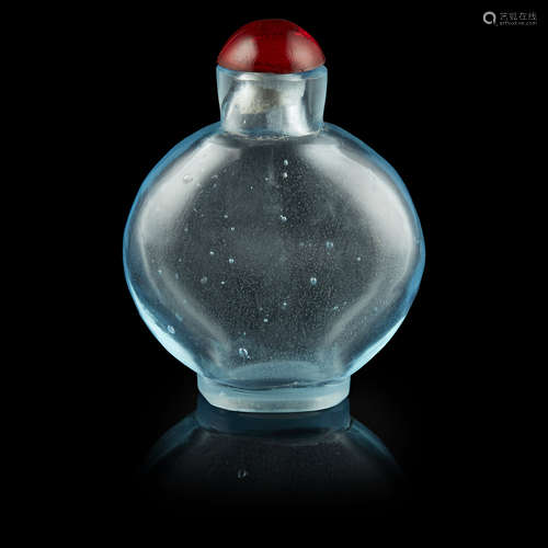 AQUAMARINE-BLUE GLASS SNUFF BOTTLE