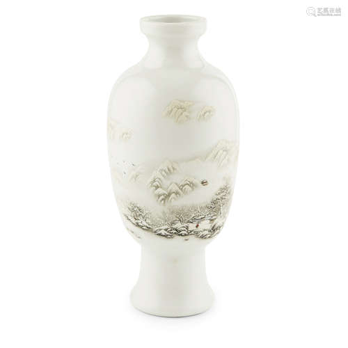 FAMILLE ROSE AND GRISAILLE 'WINTER LANDSCAPE' VASE