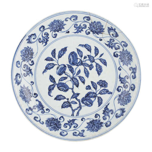 MING-STYLE BLUE AND WHITE CHARGER