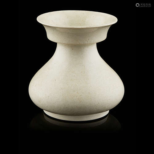 WHITE-GLAZED STONEWARE COMPRESSED PEAR-SHAPED JAR